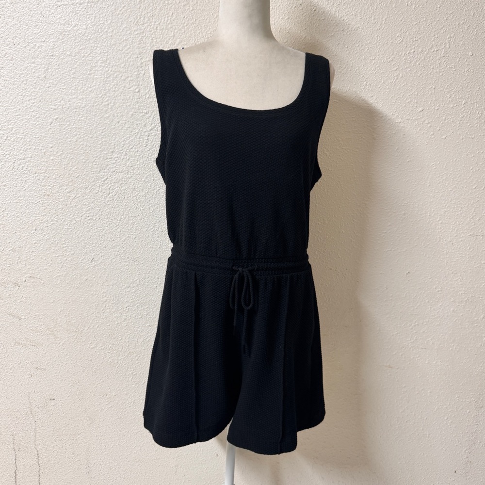 Lou and Grey textured black tank romper loungewear  sz XL
